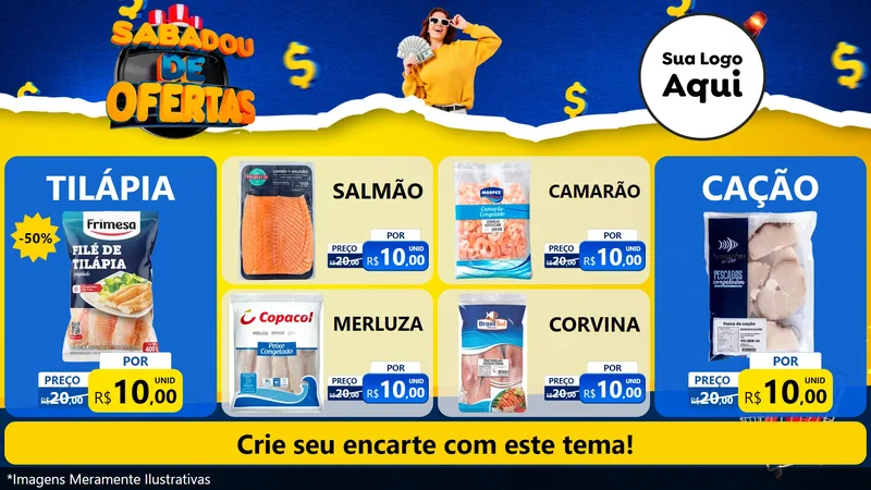 Modelo de TV para TV Horizontal com o tema Sabadou de Ofertas para Peixaria