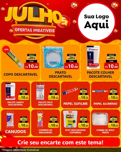Modelo de Rede Social para Feed Instagram com o tema Julho Ofertas Imbatíveis para Embalagens