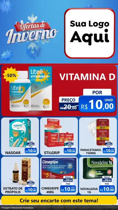 Modelo de Rede Social para Stories com o tema Ofertas de Inverno para Farmácia