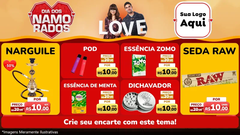 Modelo de TV para TV Horizontal com o tema Dia dos Namorados para Tabacaria