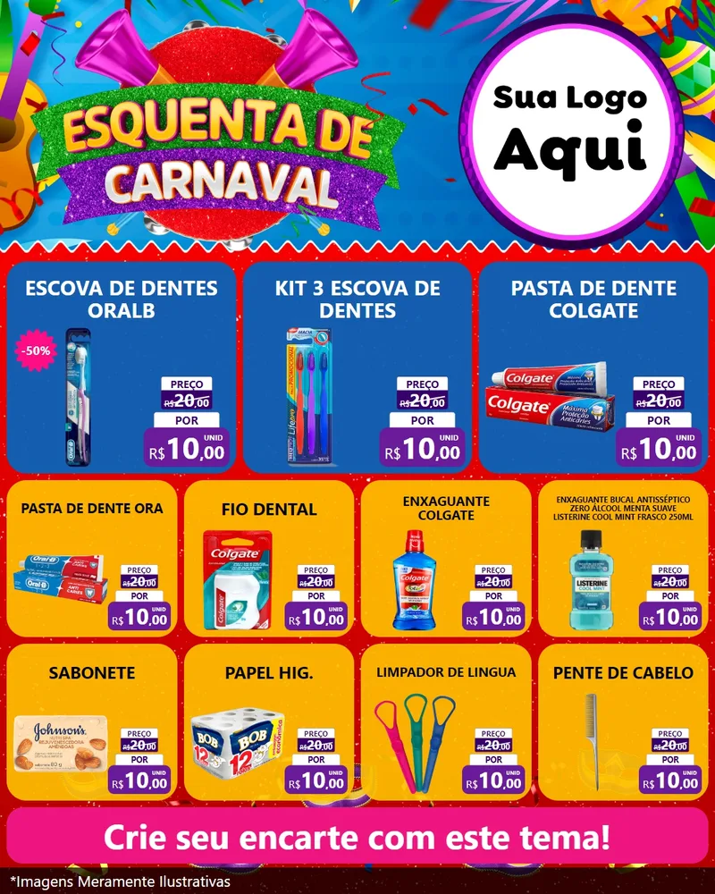 Modelo de Rede Social para Feed Instagram com o tema Esquenta de Carnaval para Higiene Pessoal