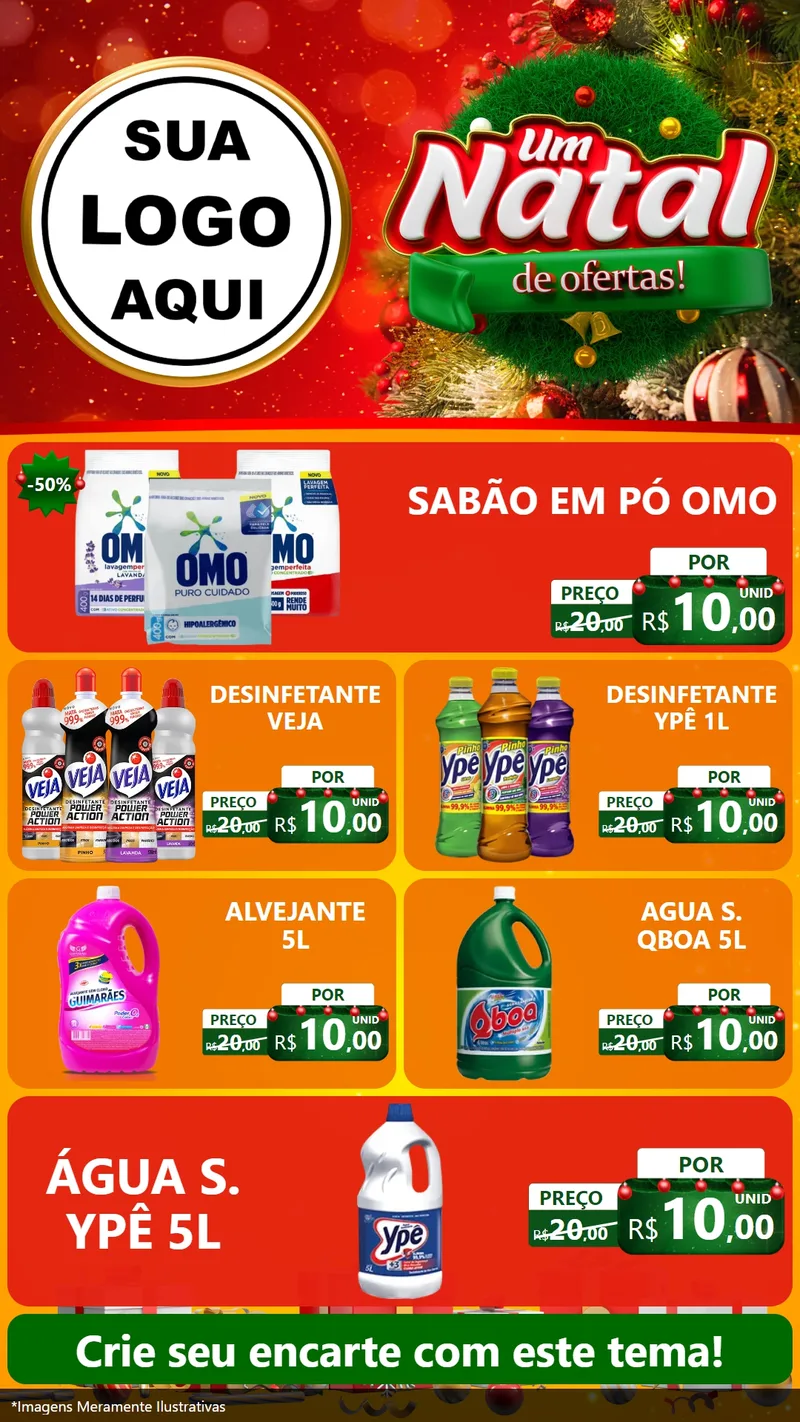 Modelo de TV para TV Vertical com o tema Um Natal de Ofertas para Produtos de Limpeza