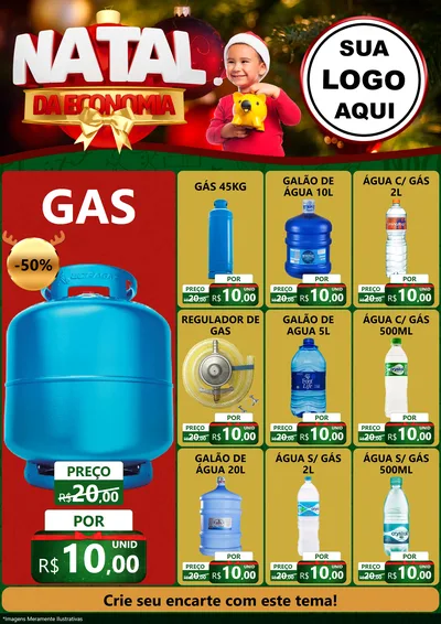 Modelo de Encarte para Encarte A4 Vertical com o tema Natal da Economia para Água e gás
