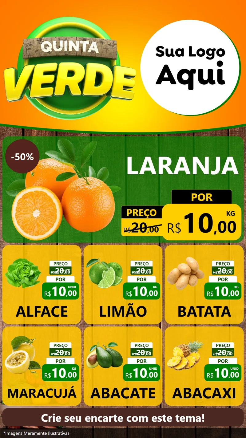 Modelo de Rede Social para Stories com o tema Quinta Verde para Hortifrúti