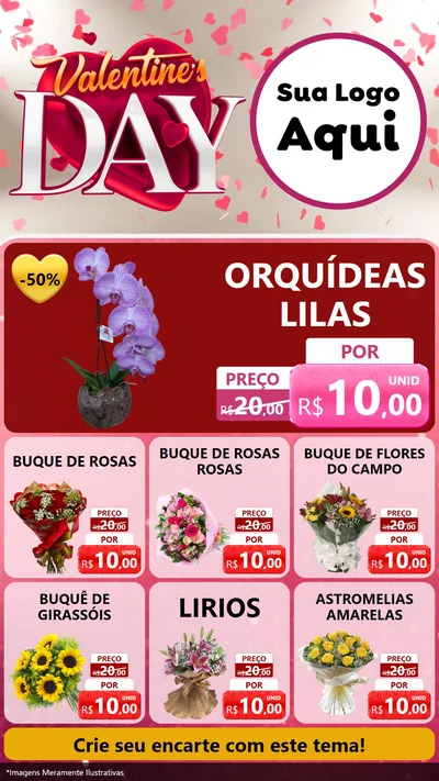 Modelo de Rede Social para Stories com o tema Valentine's Day para Floricultura e jardim