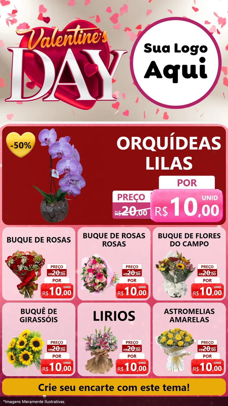 Modelo de Rede Social para Stories com o tema Valentine's Day para Floricultura e jardim