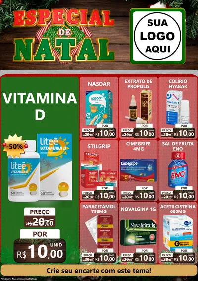 Modelo de Encarte para Encarte A4 Vertical com o tema Especial de Natal para Farmácia