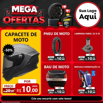 Modelo de Rede Social para Feed Facebook com o tema Mega Ofertas - Motopeças para Moto peças