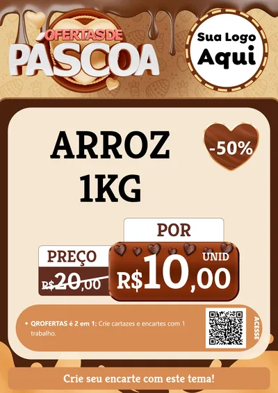 Modelo de Cartaz para Cartaz A4 Vertical com o tema Ofertas de Páscoa para Supermercado