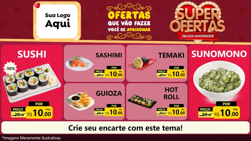 Modelo de TV para TV Horizontal com o tema Dia dos Namorados para Comida japonesa