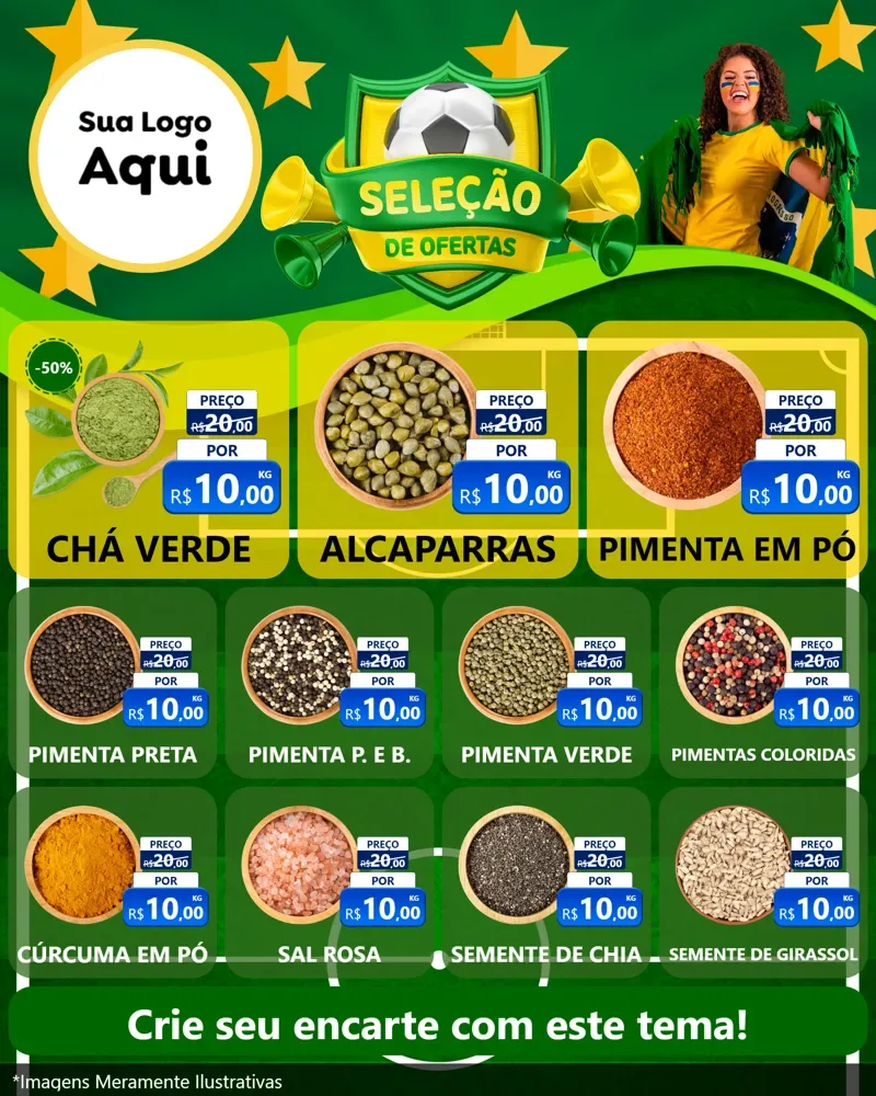 Modelo de Rede Social para Feed Instagram com o tema Seleção de Ofertas - Copa para Produtos Naturais