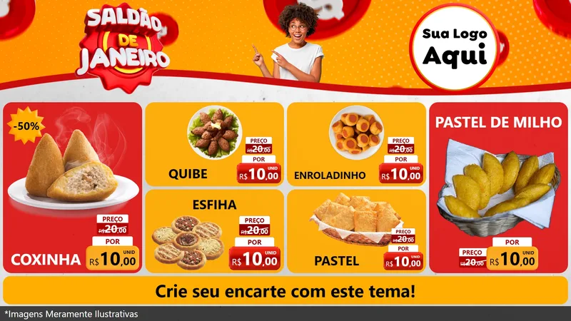 Modelo de TV para TV Horizontal com o tema Saldão de Janeiro para Salgadaria