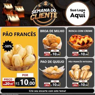 Modelo de Rede Social para Feed Facebook com o tema Semana do Cliente para Padaria