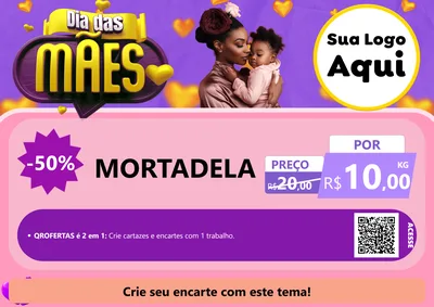 Modelo de Cartaz para Cartaz A4 Horizontal com o tema Dia das Mães para Frios e Laticínios