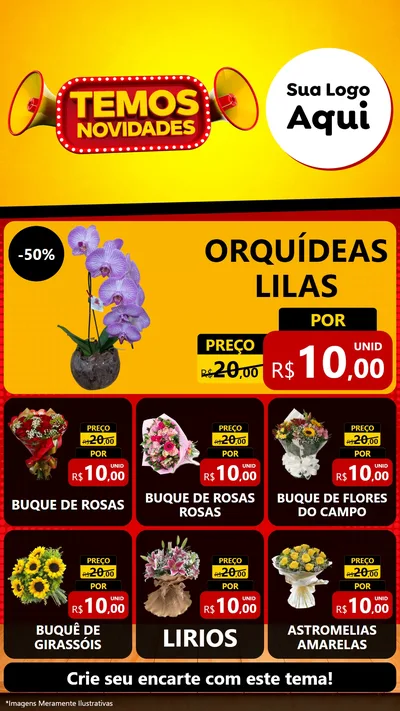 Modelo de Rede Social para Stories com o tema Temos Novidades para Floricultura e jardim