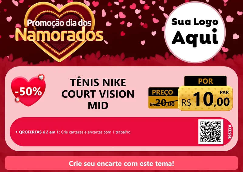 Modelo de Cartaz para Cartaz A4 Horizontal com o tema Promoção Dia Dos Namorados para Calçados