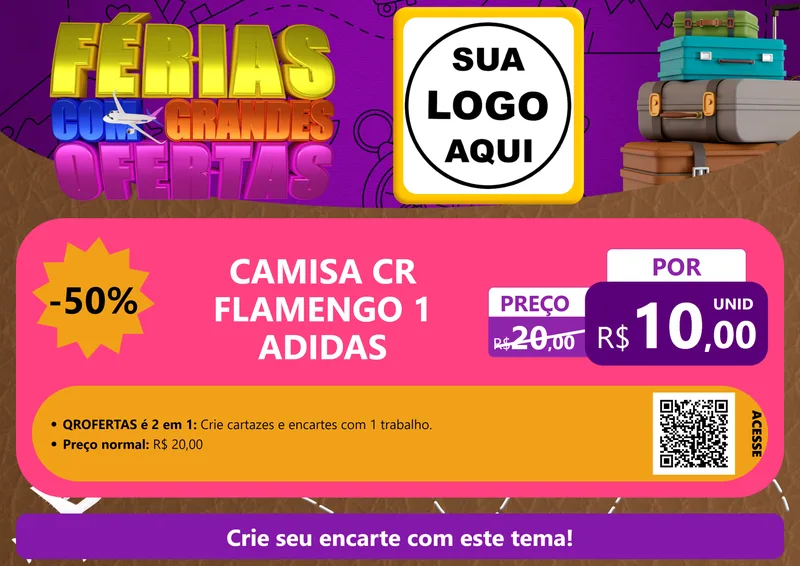 Modelo de Cartaz para Cartaz A4 Horizontal com o tema Férias com Grandes Ofertas para Roupas e acessórios