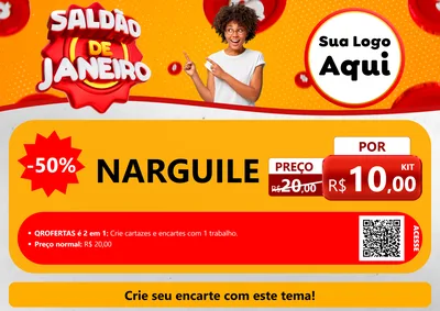Modelo de Cartaz para Cartaz A4 Horizontal com o tema Saldão de Janeiro para Tabacaria