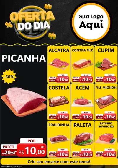 Modelo de Encarte para Encarte A4 Vertical com o tema Oferta Do Dia para Açougue