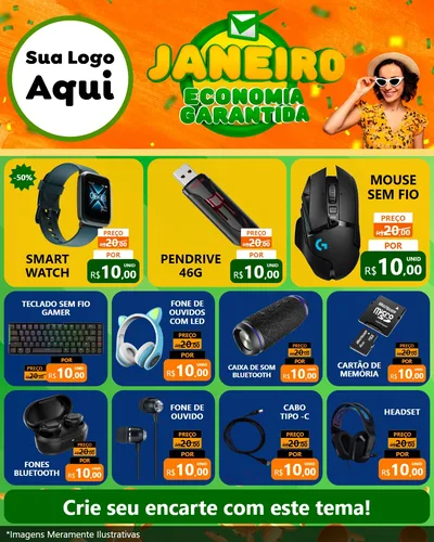Modelo de Rede Social para Feed Instagram com o tema Janeiro - Economia Garantida para Informática