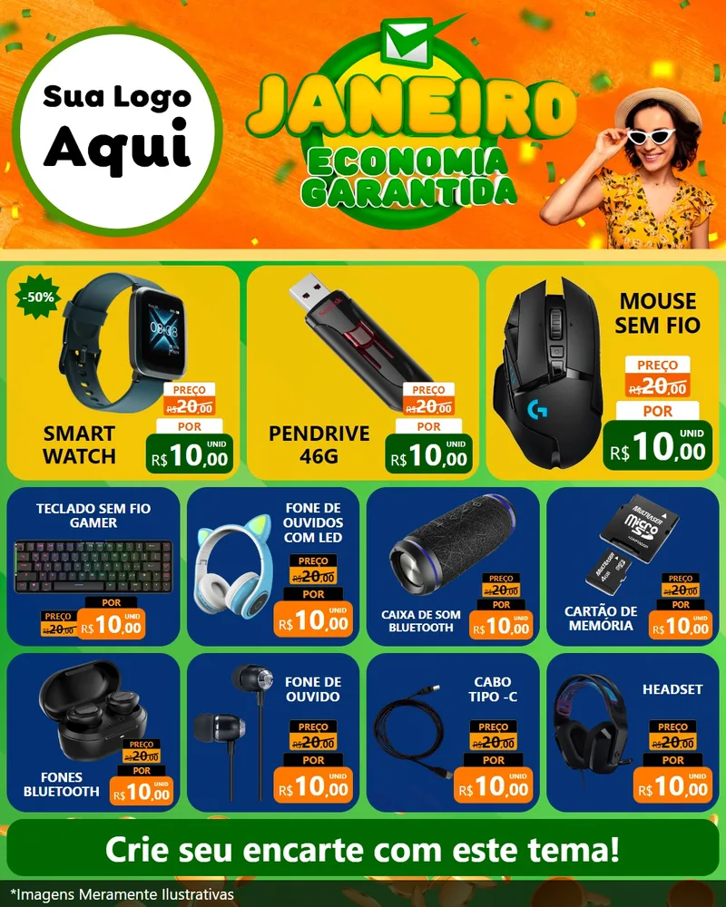 Modelo de Rede Social para Feed Instagram com o tema Janeiro - Economia Garantida para Informática