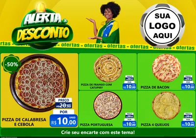 Modelo de Encarte para Encarte A4 Horizontal com o tema Alerta de Desconto para Pizzaria