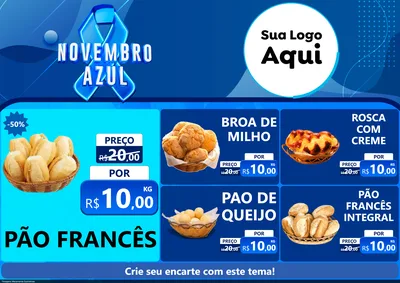 Modelo de Encarte para Encarte A4 Horizontal com o tema Novembro Azul para Padaria