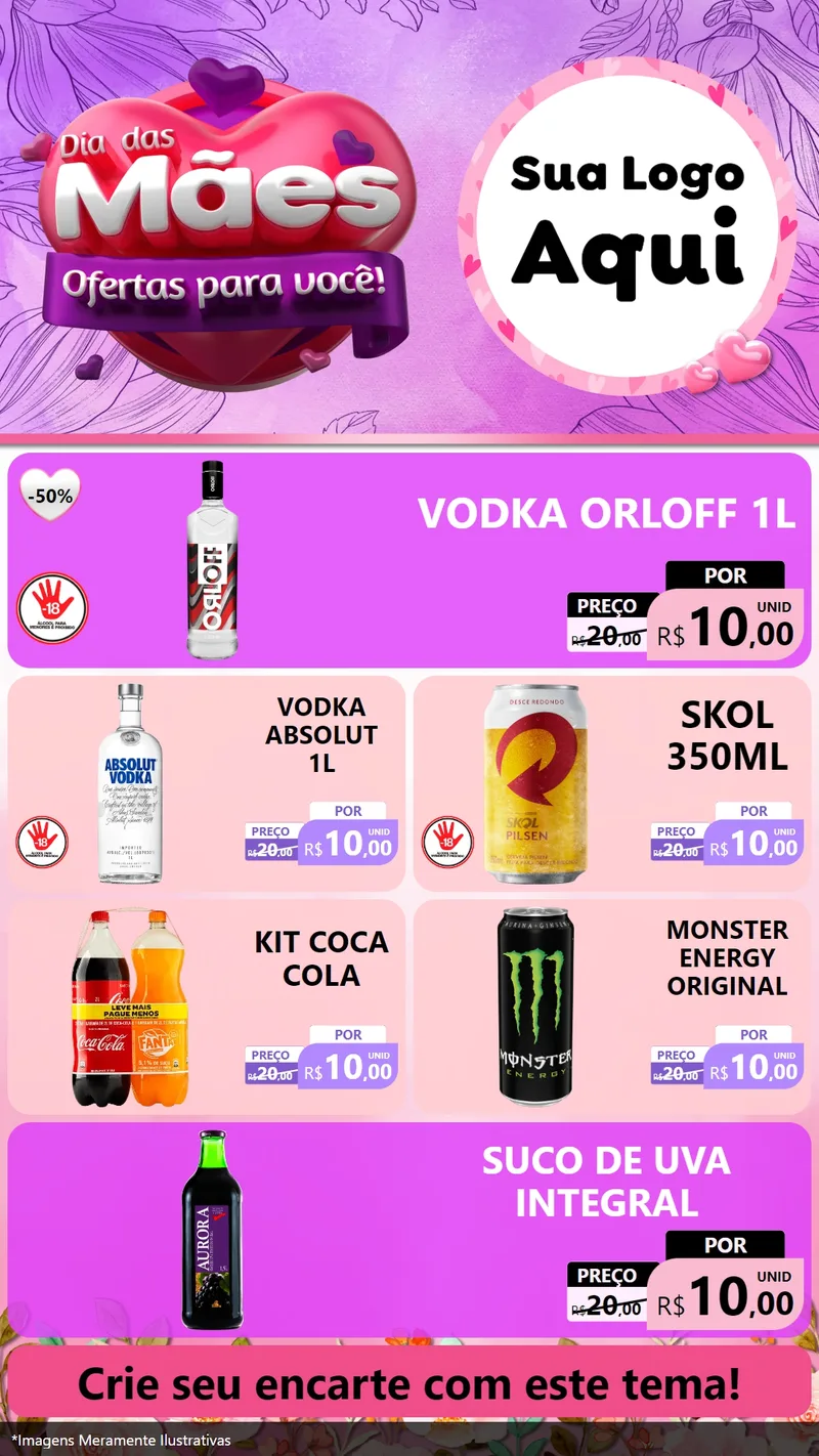 Modelo de TV para TV Vertical com o tema Dia das Mães Ofertas para Você! para Distribuidora de bebidas