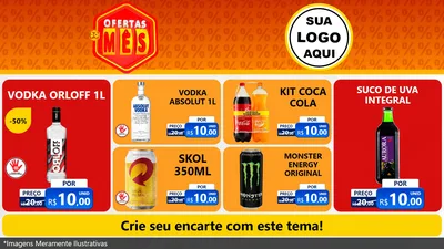 Modelo de TV para TV Horizontal com o tema Ofertas do Mês para Distribuidora de bebidas