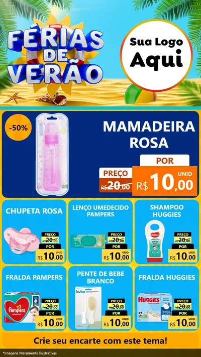 Modelo de Rede Social para Stories com o tema Férias de Verão para Bebês