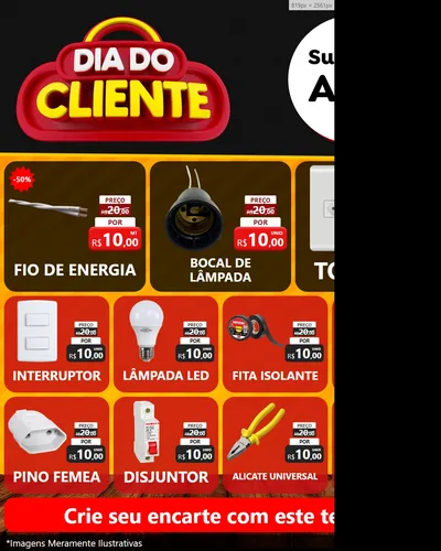 Modelo de Rede Social para Feed Instagram com o tema Dia do Cliente para Materiais Elétricos