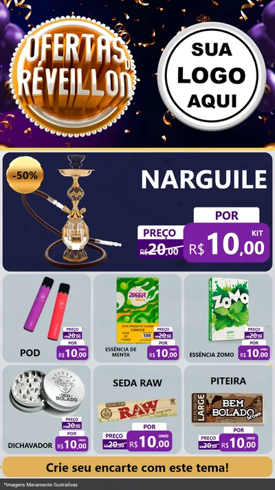 Modelo de Rede Social para Stories com o tema Ofertas de Réveillon para Tabacaria