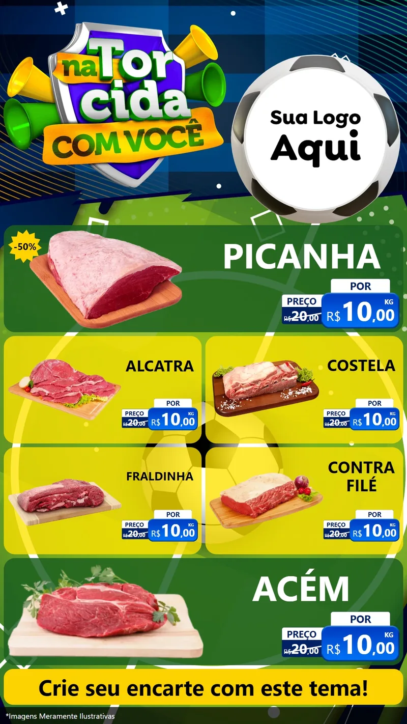 Modelo de TV para TV Vertical com o tema Na Torcida Com Você - Copa para Açougue