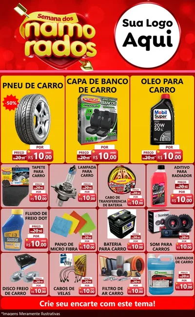 Modelo de Encarte para Encarte Grande com o tema Semana dos namorados para Auto peças