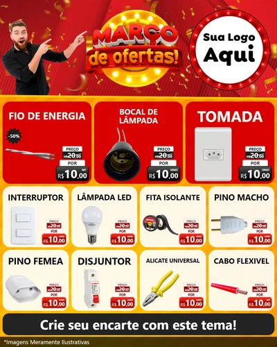 Modelo de Rede Social para Feed Instagram com o tema Março de Ofertas! para Materiais Elétricos