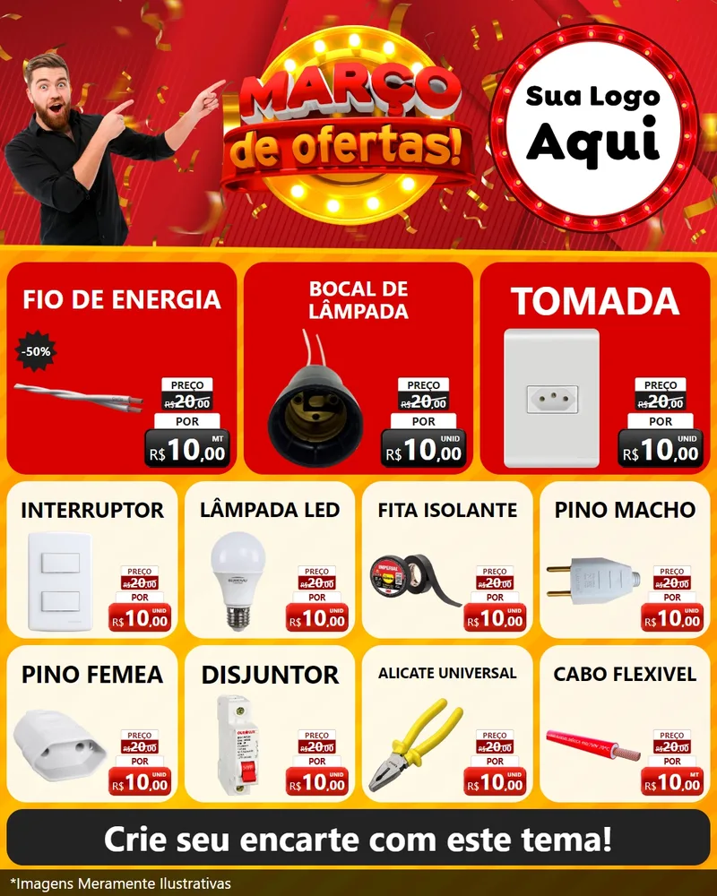Modelo de Rede Social para Feed Instagram com o tema Março de Ofertas! para Materiais Elétricos