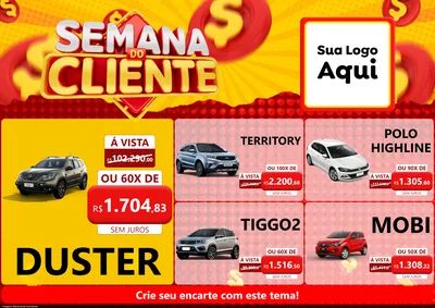 Modelo de Encarte para Encarte A4 Horizontal com o tema Semana do Cliente para Concessionaria de Carros