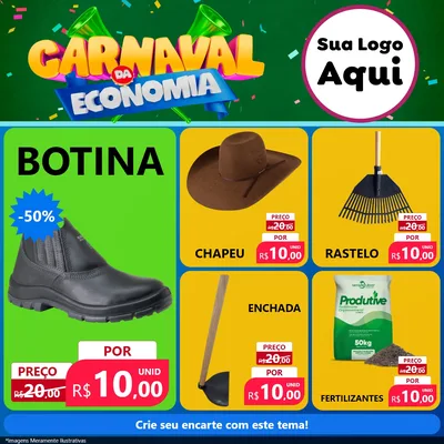 Modelo de Rede Social para Feed Facebook com o tema Carnaval da Economia para Agropecuária