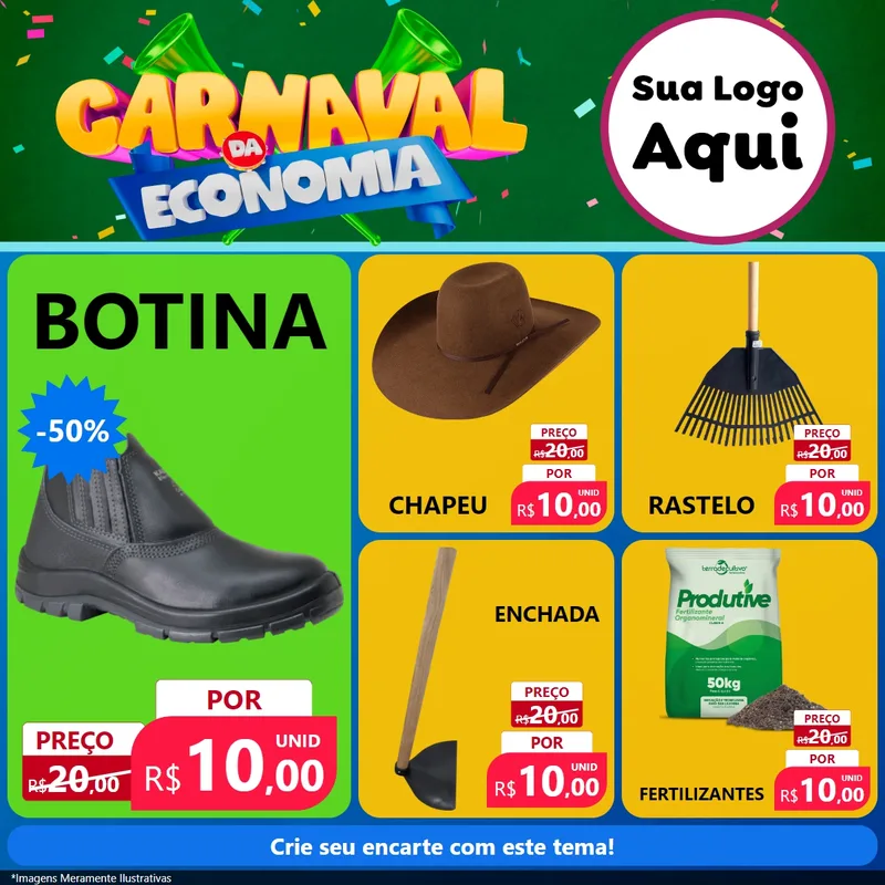 Modelo de Rede Social para Feed Facebook com o tema Carnaval da Economia para Agropecuária