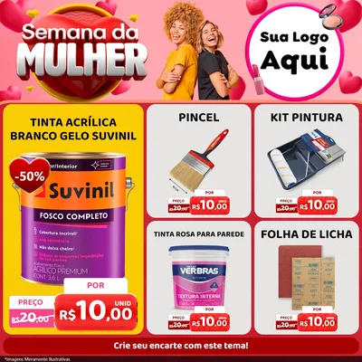 Modelo de Rede Social para Feed Facebook com o tema Semana da Mulher para Tintas e Ferramentas