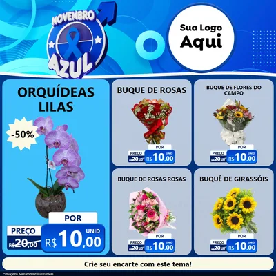 Modelo de Rede Social para Feed Facebook com o tema Novembro Azul para Floricultura e jardim