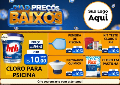 Modelo de Encarte para Encarte A4 Horizontal com o tema Dia D Preço Baixo para Produtos para Piscina