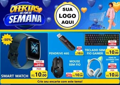 Modelo de Encarte para Encarte A4 Horizontal com o tema Ofertas de Fim de Semana para Informática