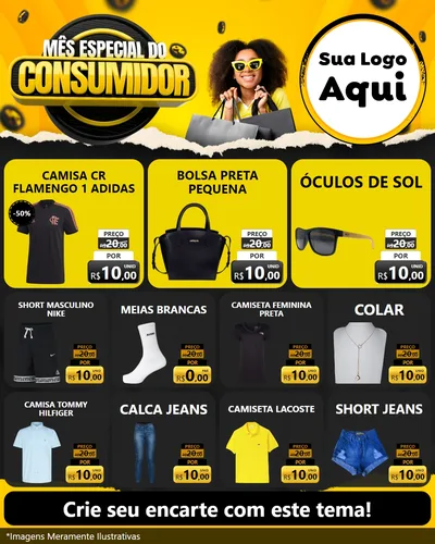 Modelo de Rede Social para Feed Instagram com o tema Mês Especial do Consumidor para Roupas e acessórios