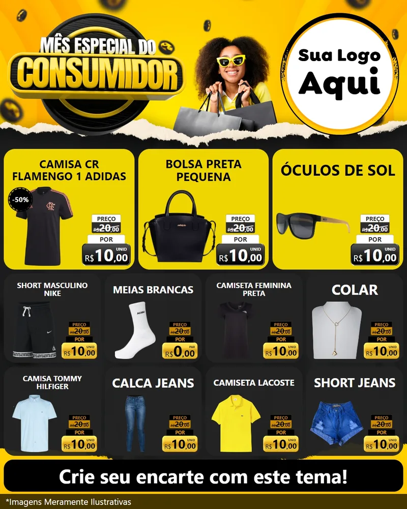 Modelo de Rede Social para Feed Instagram com o tema Mês Especial do Consumidor para Roupas e acessórios