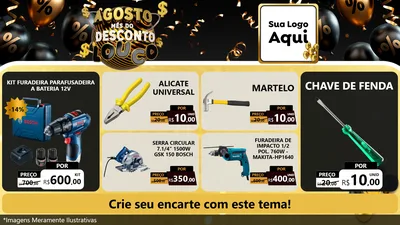 Modelo de TV para TV Horizontal com o tema Agosto Mês do Desconto Louco para Maquinas e Ferramentas