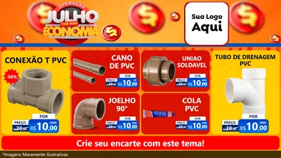 Modelo de TV para TV Horizontal com o tema Operação Julho Com Mais Economia para Tubos e conexões