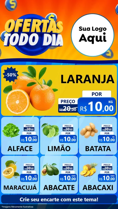 Modelo de Rede Social para Stories com o tema Ofertas Todo Dia para Hortifrúti