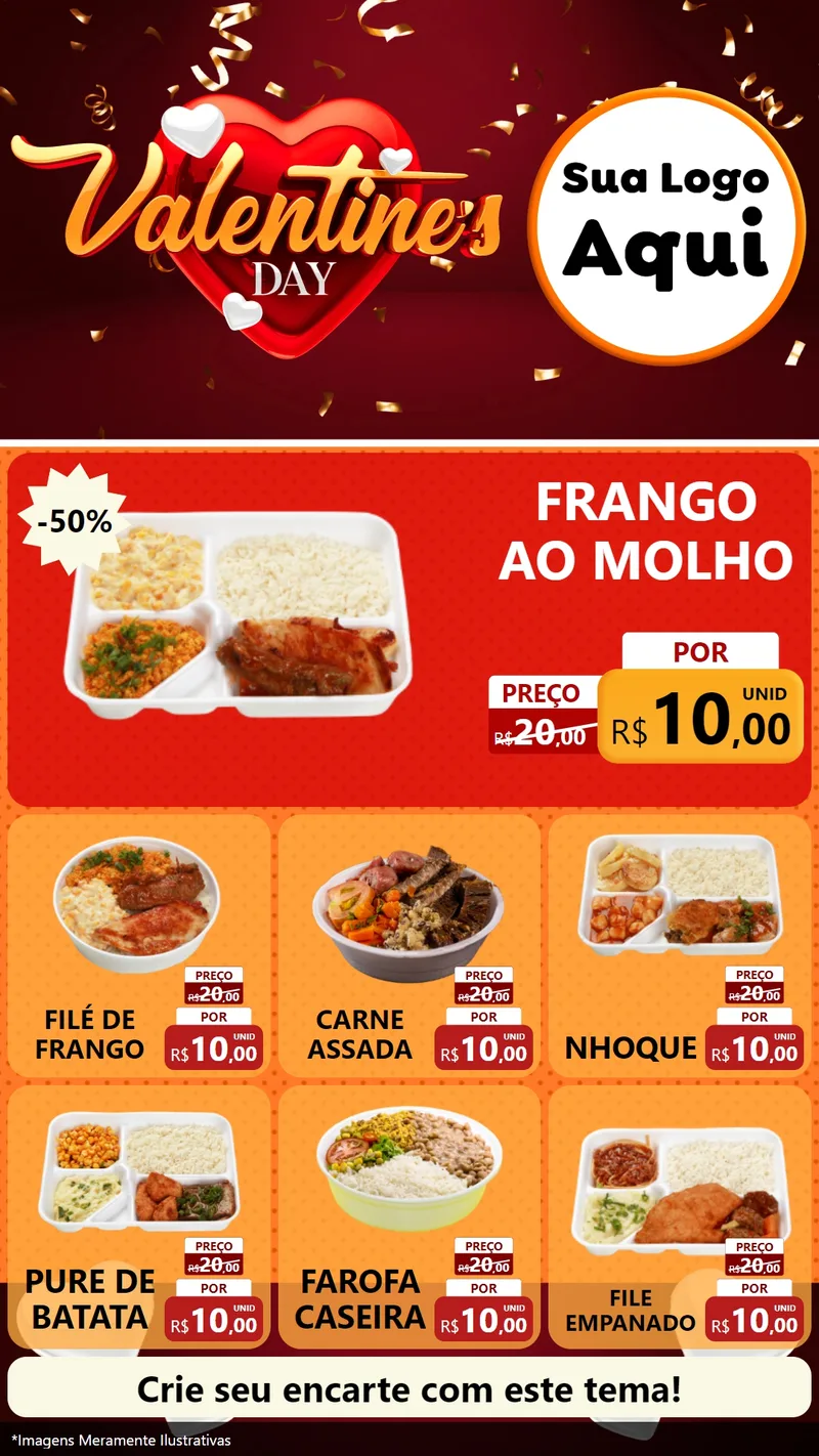 Modelo de Rede Social para Stories com o tema Valentine's Day para Restaurante
