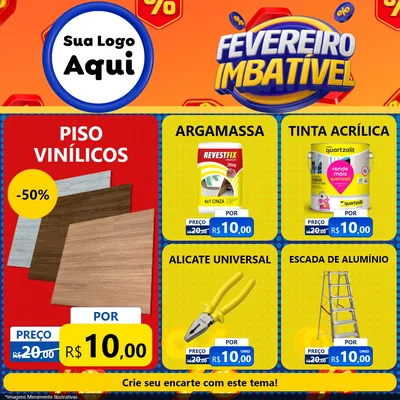 Modelo de Rede Social para Feed Facebook com o tema Fevereiro Imbatível para Material para Construção